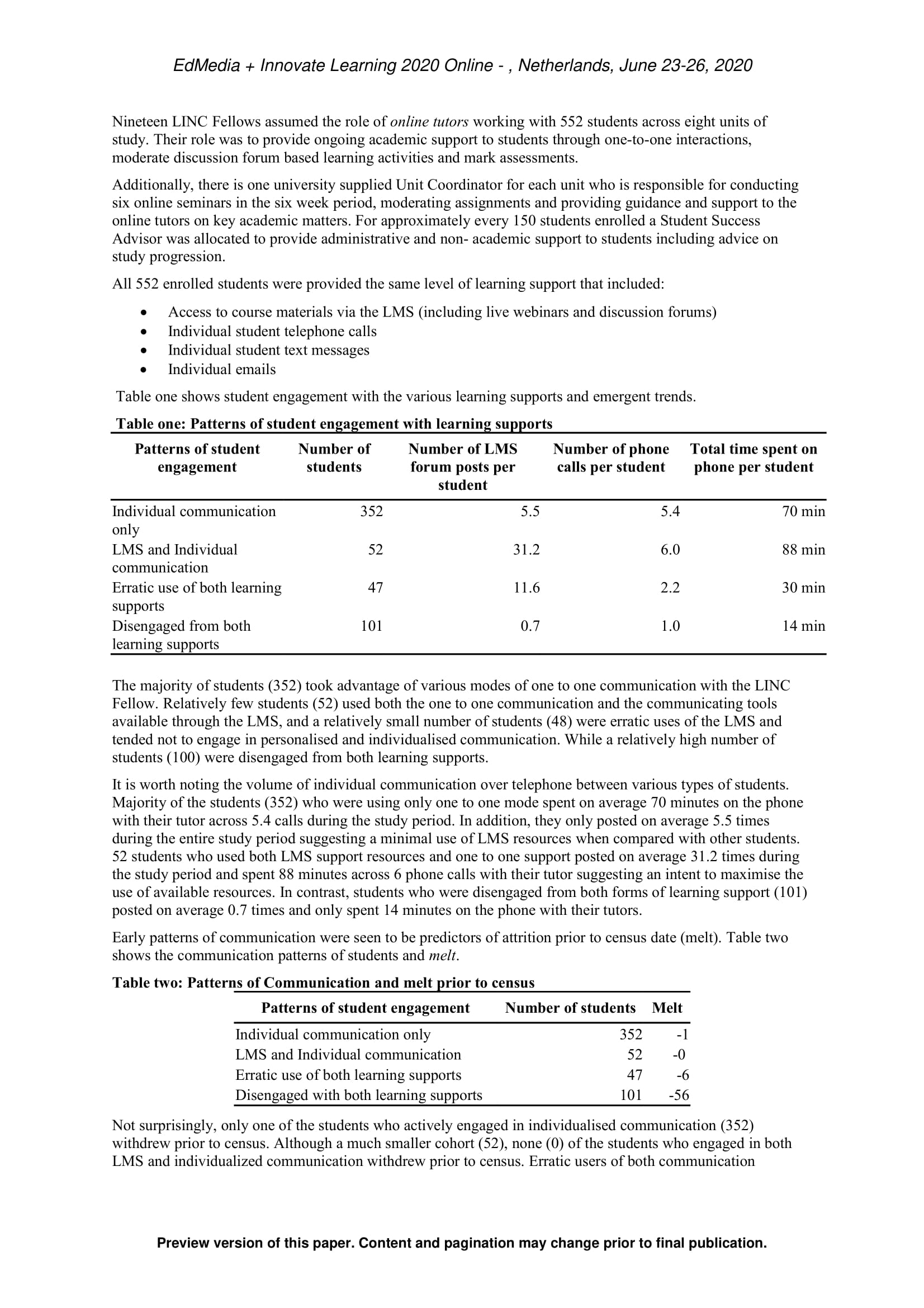 Paper - Support for Online Students: Reducing Attrition